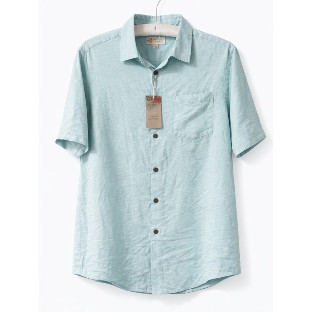Island Outfitters MIX&NY Rayon Button Shirt Aqua‎ Small NWT